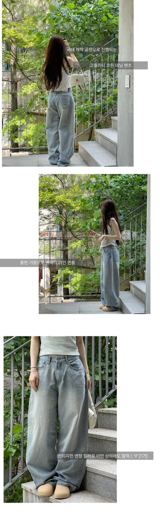 Looks Mega Denim Wide Long Pants one color/2 sizes