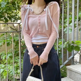 Viola loose fit see-through long sleeve button summer cardigan