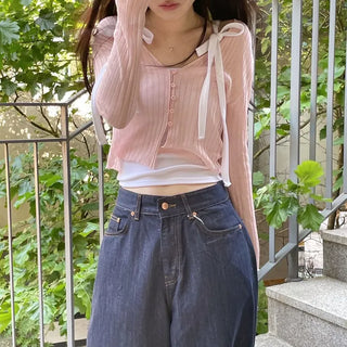 Viola loose fit see-through long sleeve button summer cardigan