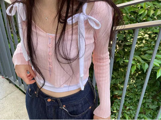 Viola loose fit see-through long sleeve button summer cardigan