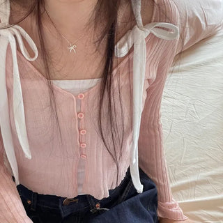 Viola loose fit see-through long sleeve button summer cardigan