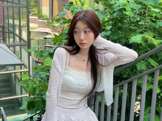 Viola loose fit see-through long sleeve button summer cardigan