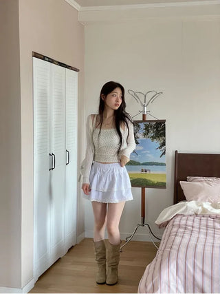 Viola loose fit see-through long sleeve button summer cardigan