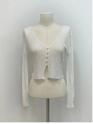 Viola loose fit see-through long sleeve button summer cardigan