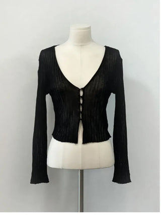 Viola loose fit see-through long sleeve button summer cardigan