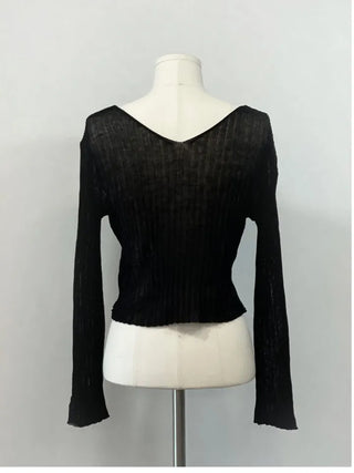 Viola loose fit see-through long sleeve button summer cardigan