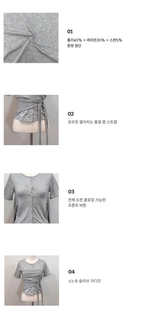Wade short sleeve mood button two-way wave wrap short sleeve cardigan