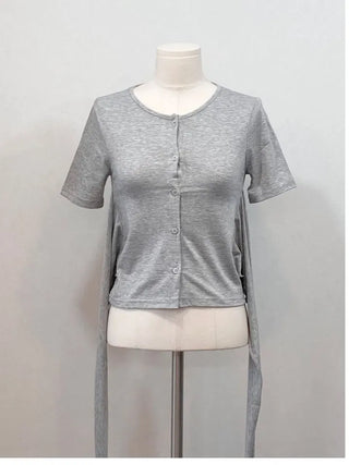 Wade short sleeve mood button two-way wave wrap short sleeve cardigan