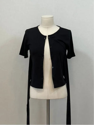 Wade short sleeve mood button two-way wave wrap short sleeve cardigan