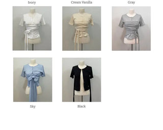 Wade short sleeve mood button two-way wave wrap short sleeve cardigan