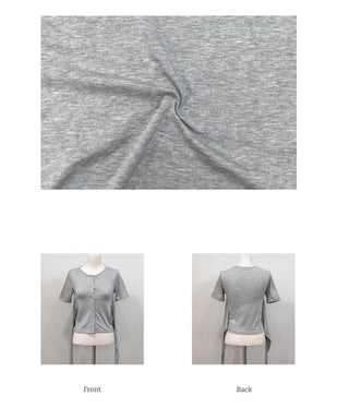 Wade short sleeve mood button two-way wave wrap short sleeve cardigan