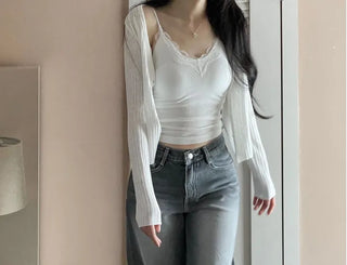 Lily's Two-Way Button V-Neck Golji Cardigan