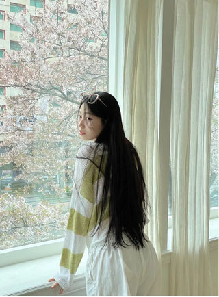 Nut loose fit striped boat neck loose knit