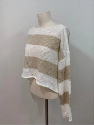 Nut loose fit striped boat neck loose knit