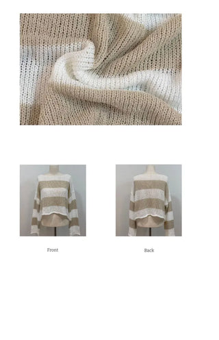Nut loose fit striped boat neck loose knit