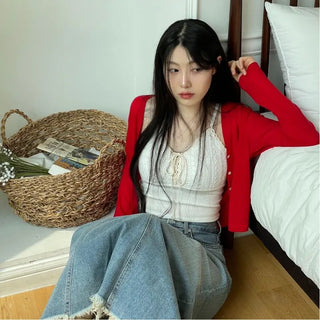 Lower eyelet embroidery lace crop sleeveless nasi