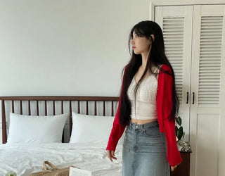 Lower eyelet embroidery lace crop sleeveless nasi