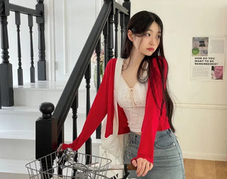Lower eyelet embroidery lace crop sleeveless nasi