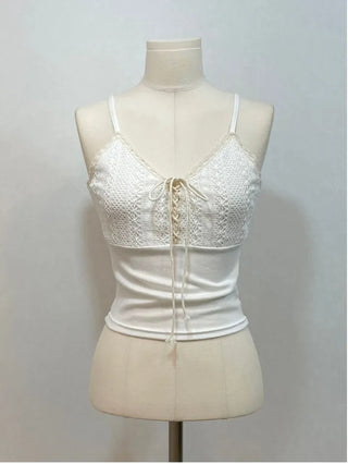 Lower eyelet embroidery lace crop sleeveless nasi