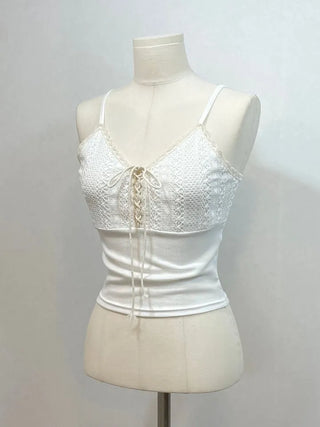 Lower eyelet embroidery lace crop sleeveless nasi