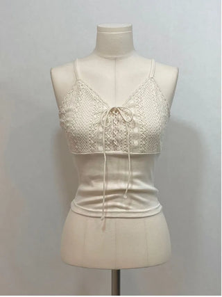 Lower eyelet embroidery lace crop sleeveless nasi