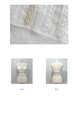 Lower eyelet embroidery lace crop sleeveless nasi