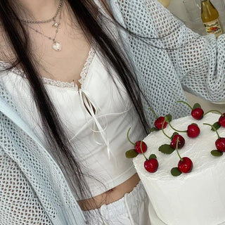 Versailles Team Ribbon Lace Bustier Crop Sleeveless