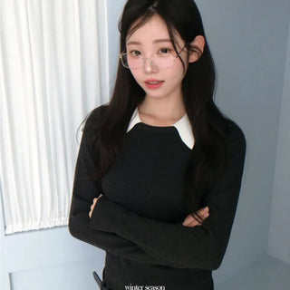 Aira pleated collar neck belt one-piece set