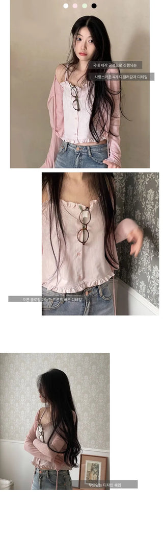 Newet Frill Button Bustier Sleeveless Top