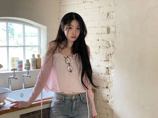 Newet Frill Button Bustier Sleeveless Top