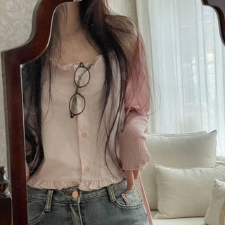 Newet Frill Button Bustier Sleeveless Top