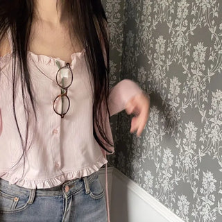 Newet Frill Button Bustier Sleeveless Top