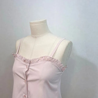 Newet Frill Button Bustier Sleeveless Top