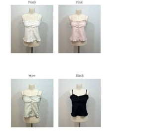Newet Frill Button Bustier Sleeveless Top