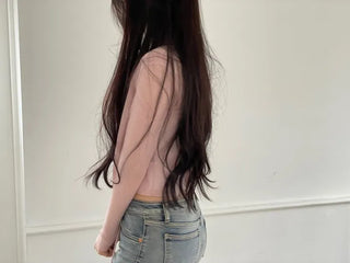 Rooney loose fit ribbon see-through long sleeve cardigan