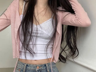 Rooney loose fit ribbon see-through long sleeve cardigan