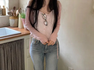 Rooney loose fit ribbon see-through long sleeve cardigan