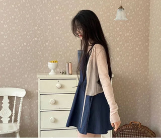 Rooney loose fit ribbon see-through long sleeve cardigan