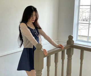 Rooney loose fit ribbon see-through long sleeve cardigan