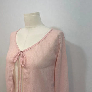 Rooney loose fit ribbon see-through long sleeve cardigan