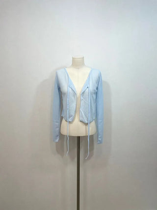 Rooney loose fit ribbon see-through long sleeve cardigan