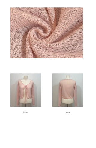 Rooney loose fit ribbon see-through long sleeve cardigan