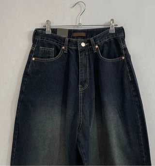 Lujin Vintage Volume Pocket D-Ring Stitch Wide Denim Long Pants