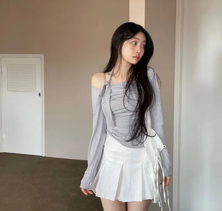 Minu Pintuck Pleated Mini Skirt Pants /2 Sizes