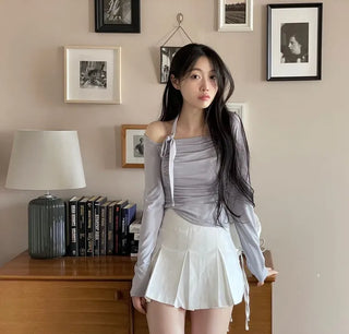 Minu Pintuck Pleated Mini Skirt Pants /2 Sizes