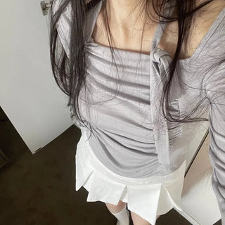 Minu Pintuck Pleated Mini Skirt Pants /2 Sizes