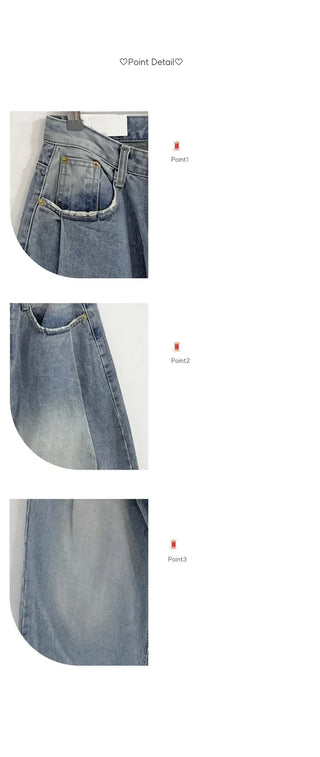 Neville Pintuck Vintage Semi-Wide Denim Long Pants