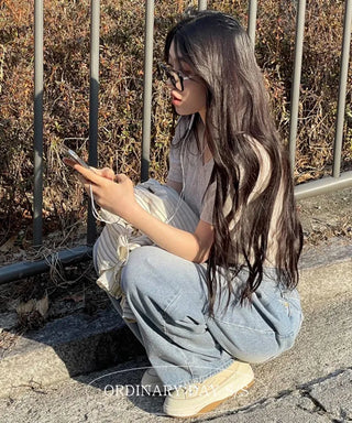 Neville Pintuck Vintage Semi-Wide Denim Long Pants