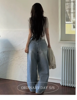 Neville Pintuck Vintage Semi-Wide Denim Long Pants