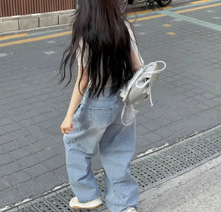 Neville Pintuck Vintage Semi-Wide Denim Long Pants